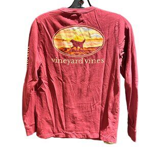 Vineyard Vines boys long sleeve tee, maroon with dog, sz L(16)